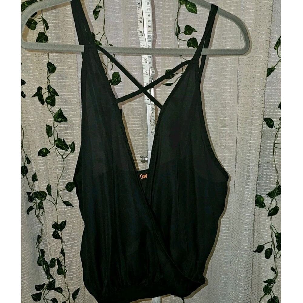 Dance & Marvel Black Halter Top Open Low Back Size S